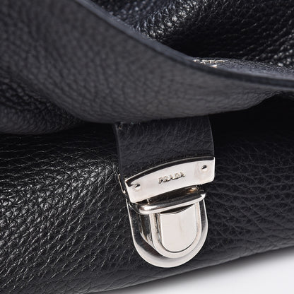 Prada Vitello Daino Shoulder Flap Bag Black 8 of 10
