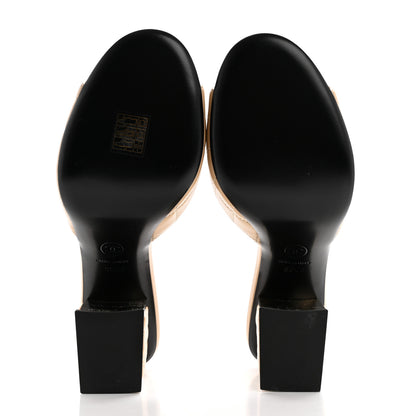 Chanel Lambskin Quilted CC Mules 38.5 Beige 5 of 9