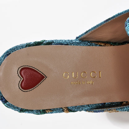 Gucci Iridescent Brocade Womens Princetown Slippers 36.5 Azure Multicolor Oro 6 of 8