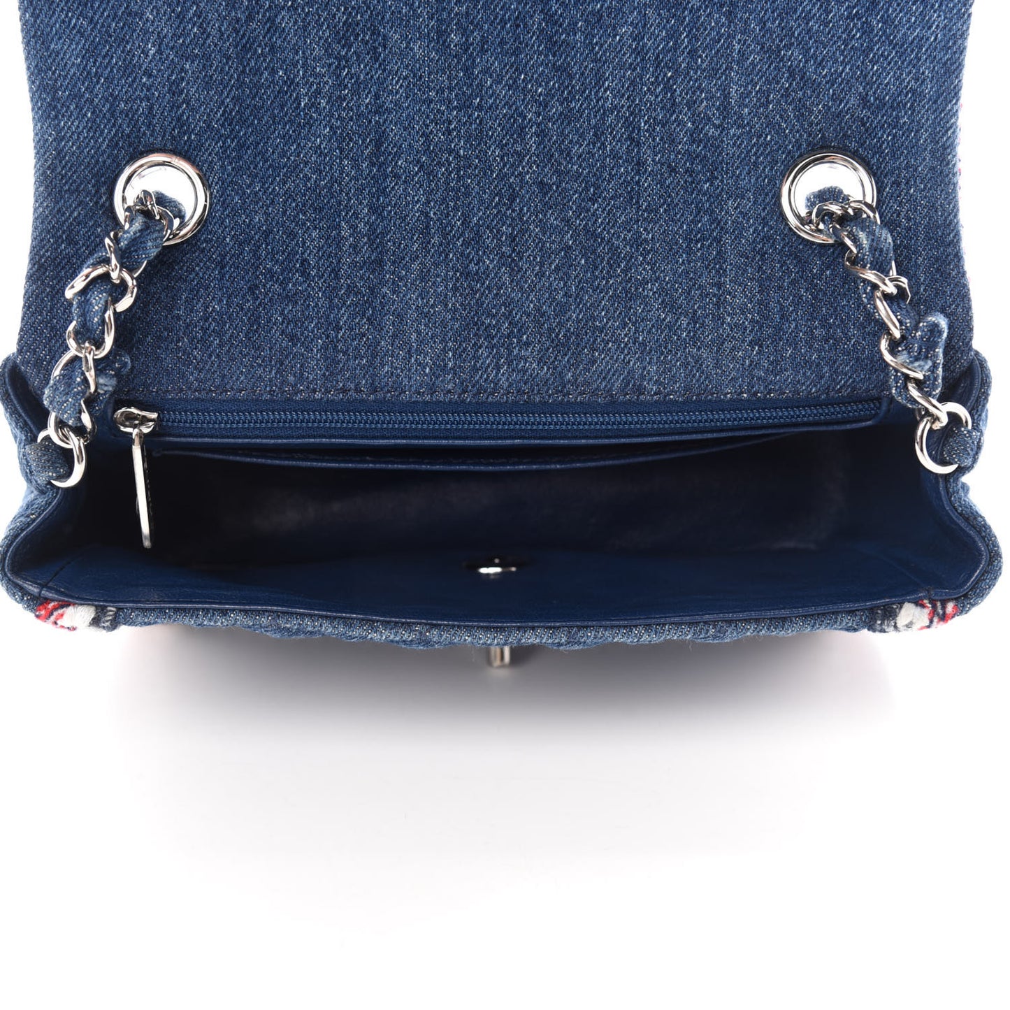 Denim Braided Mini Rectangular Flap Bag Blue