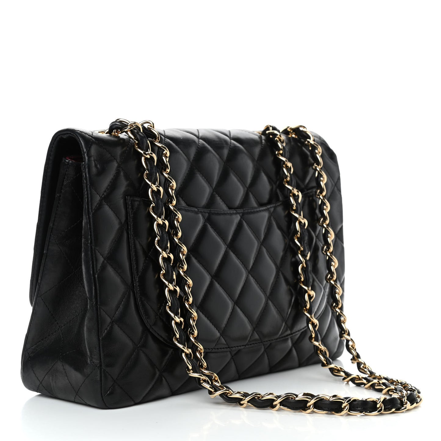 Lambskin Quilted Jumbo Double Flap Black