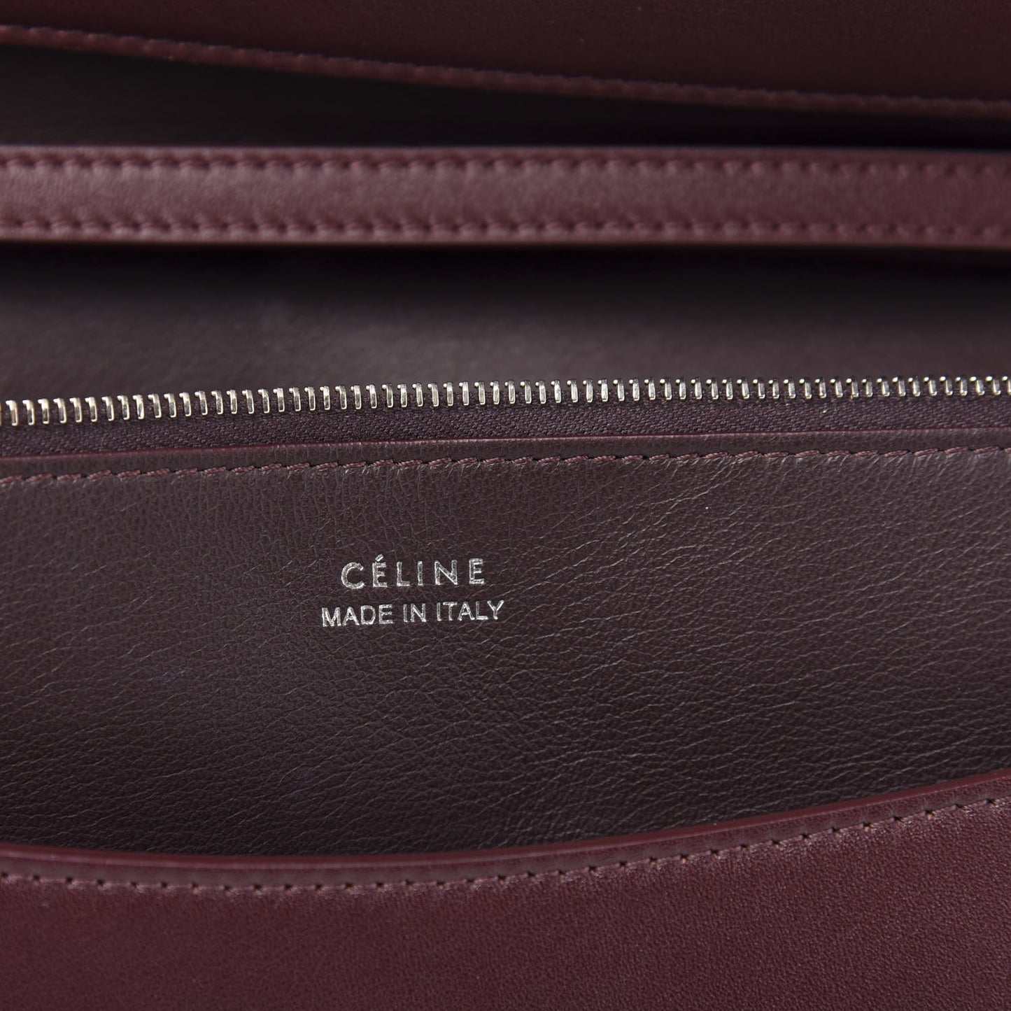 Calfskin Oval Clutch on Strap Burgundy