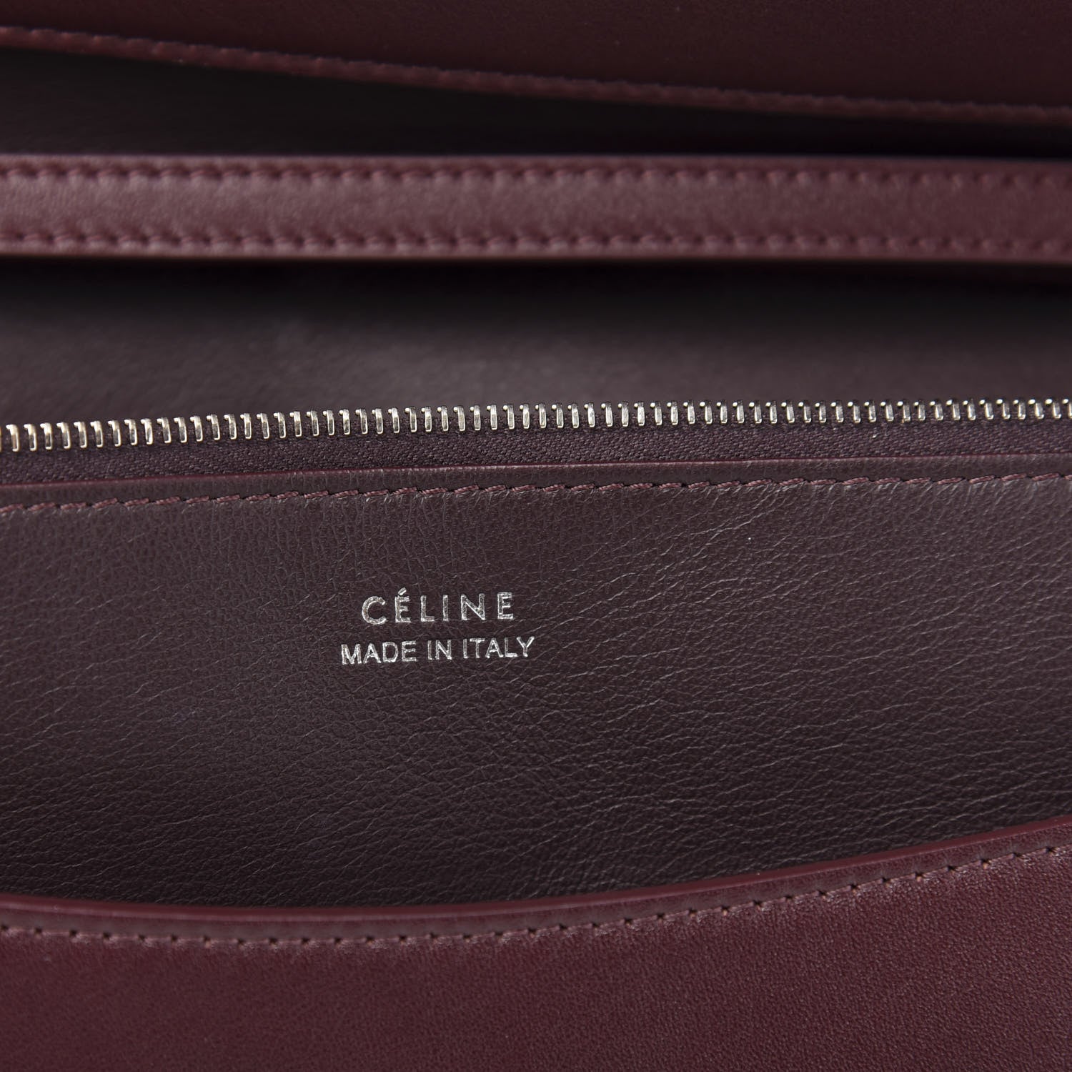 Celine Calfskin Oval Clutch on Strap Burgundy 6 of 9