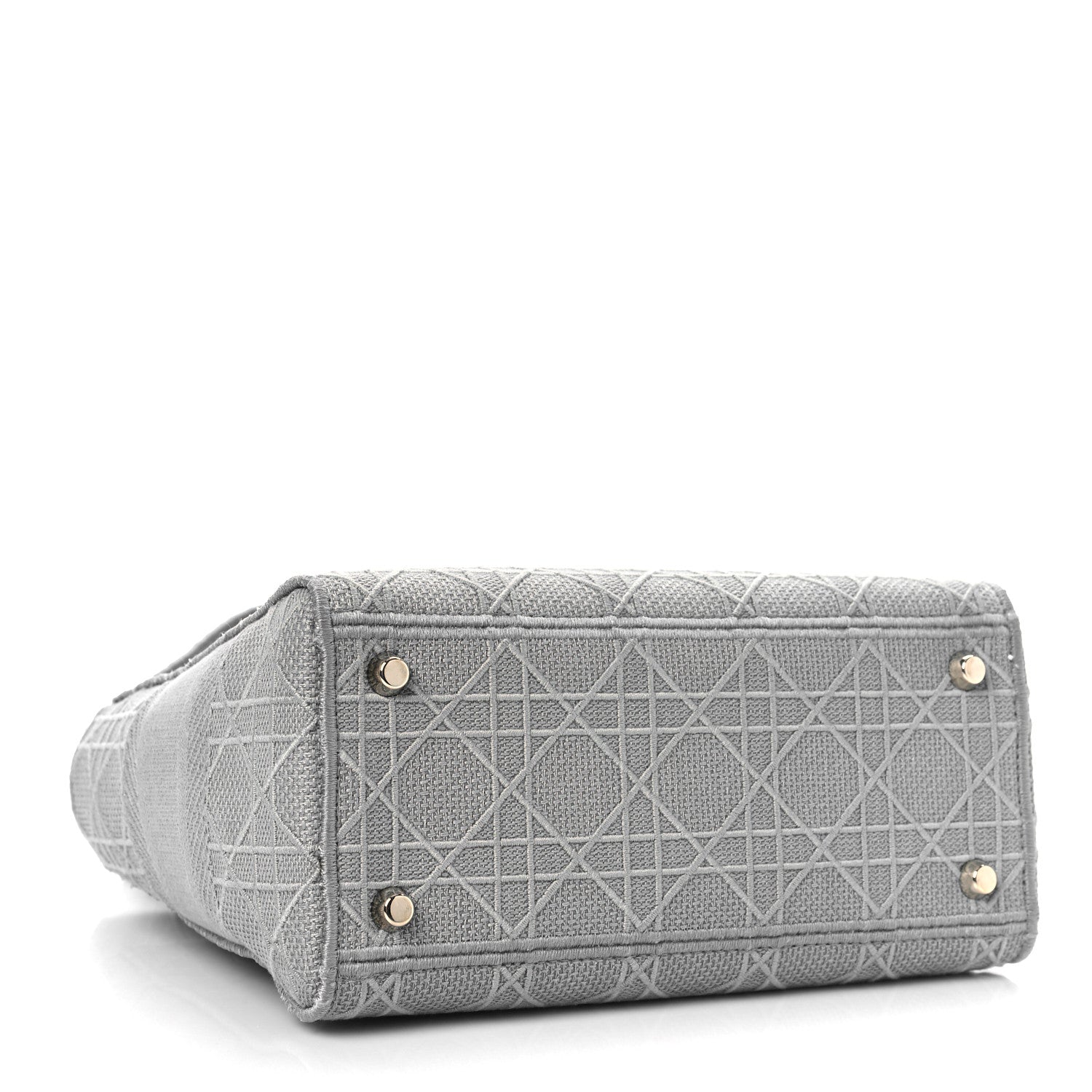 Christian Dior Canvas Embroidered Cannage Medium Lady Gray 4 of 9