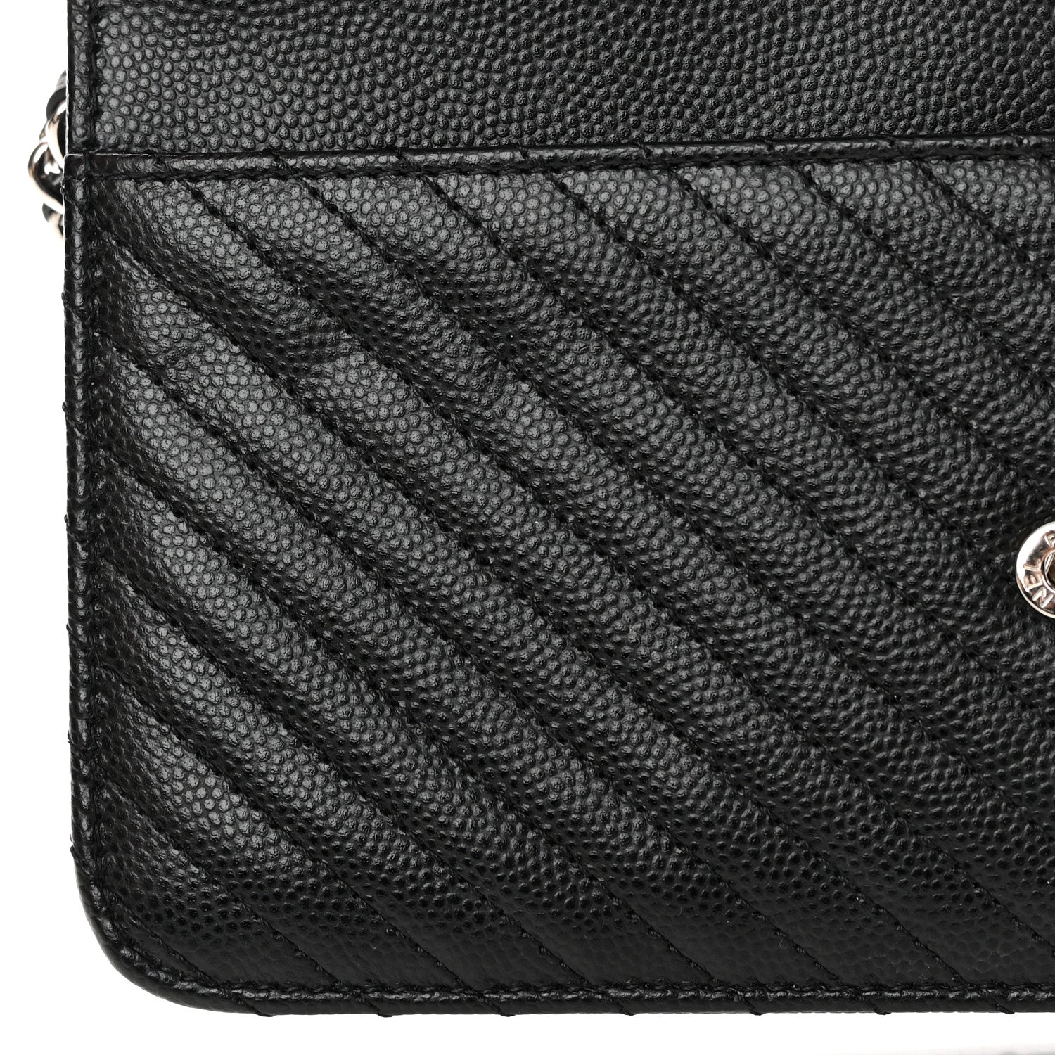 Chanel Caviar Chevron Quilted Wallet On Chain WOC Black 9 of 15