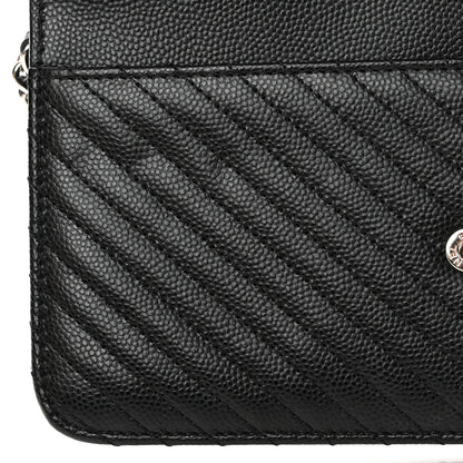 Chanel Caviar Chevron Quilted Wallet On Chain WOC Black 9 of 15