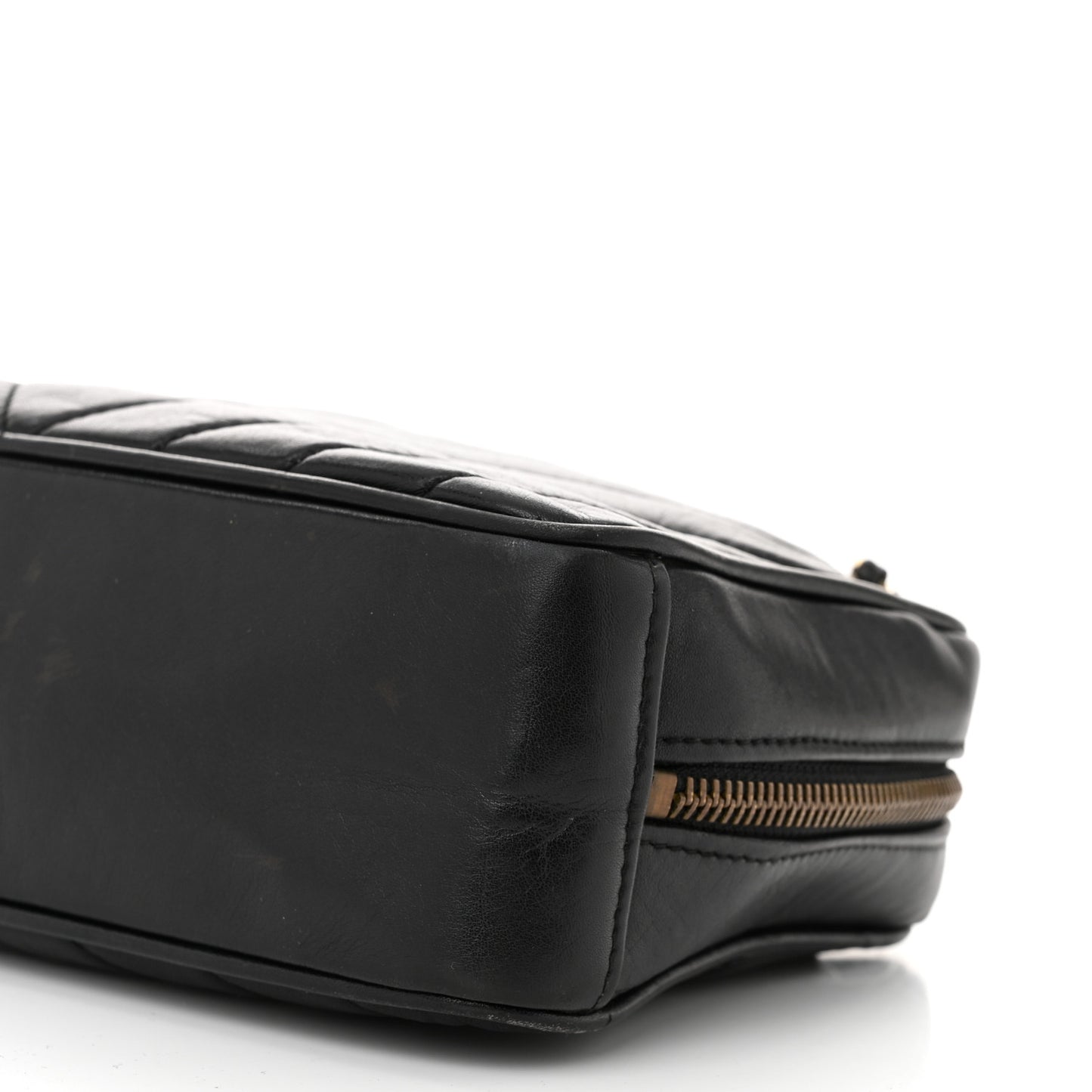 Lambskin Chevron Quilted Small Camera Case Black