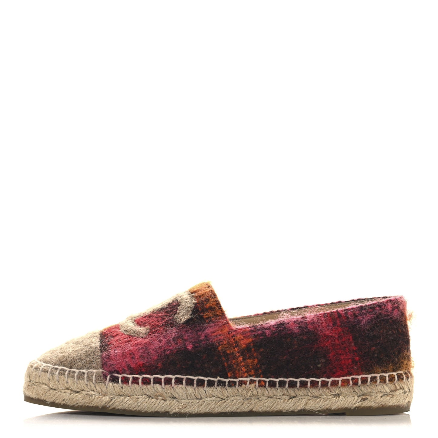 Tweed CC Espadrilles 40 Brown Pink Beige