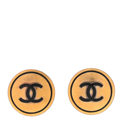 Chanel CC Clip On Earrings Black Gold 1 of 4