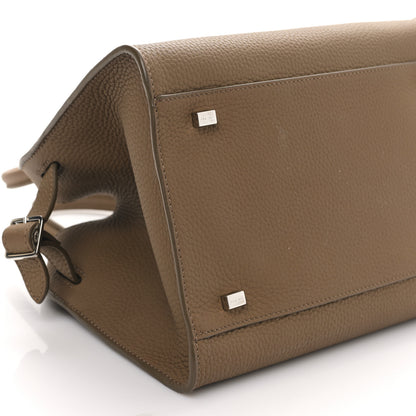 The Row Grained Calfskin Soft Margaux 10 Bag Dark Taupe 7 of 8
