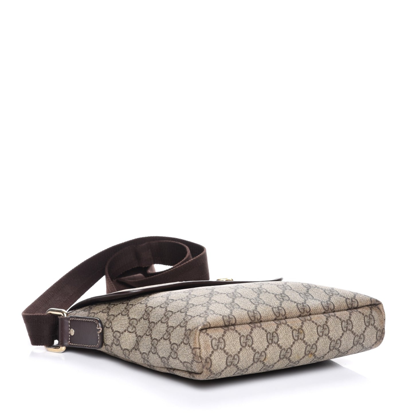 GG Supreme Monogram Selleria Calfskin Small Flap Messenger Bag Beige Ebony Cocoa Dark Chocolate