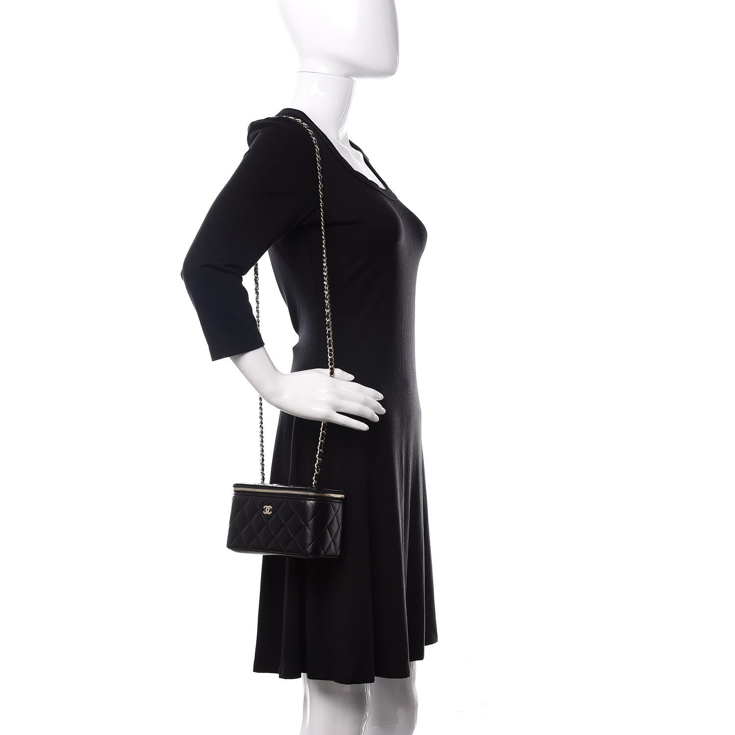 Chanel Lambskin Quilted Small Vanity Case With Chain Black 2 of 11