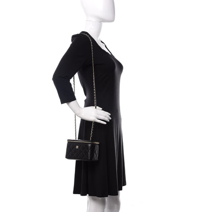 Chanel Lambskin Quilted Small Vanity Case With Chain Black 2 of 11