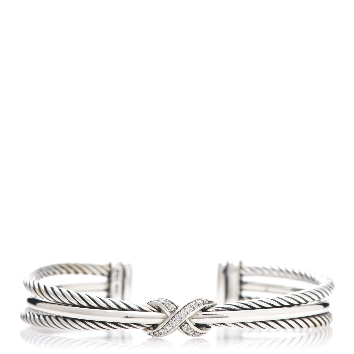 Sterling Silver Diamond 7mm Crossover X Bracelet