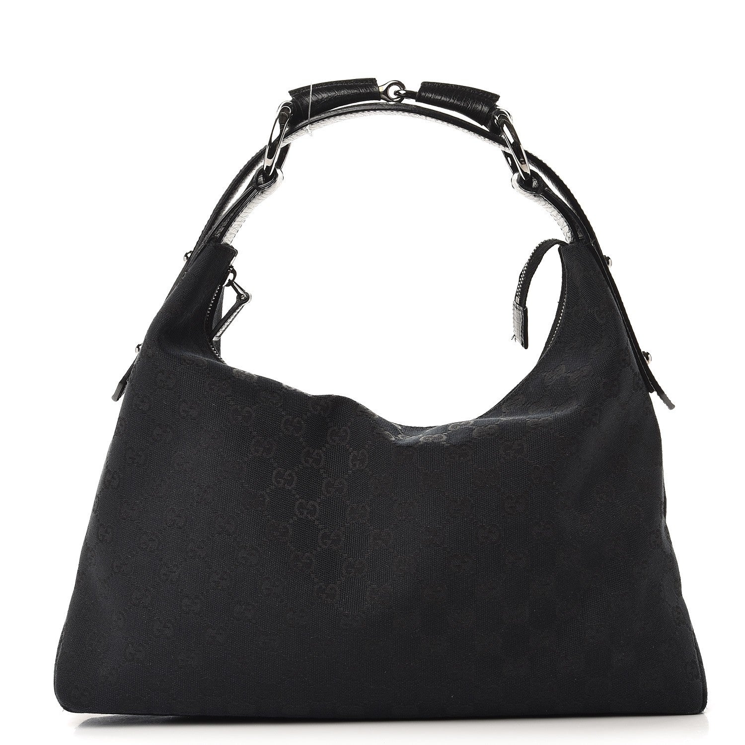 Gucci Monogram Medium Horsebit Chain Hobo Black 1 of 7