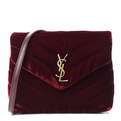Saint Laurent Velvet Y Quilted Monogram Toy Loulou Crossbody Bag French Burgundy 1 of 12