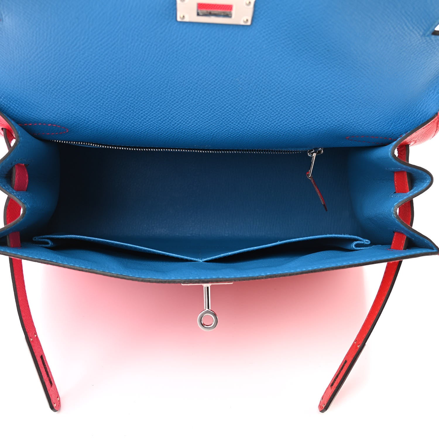 Hermes Epsom Casaque Kelly Sellier 28 Rouge Coeur Rose Extreme Bleu Zanzibar 5 of 10