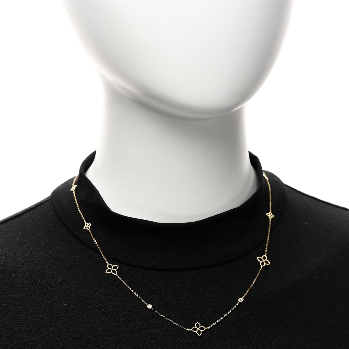 18K Yellow Gold Diamond Principessa Flower Station Necklace