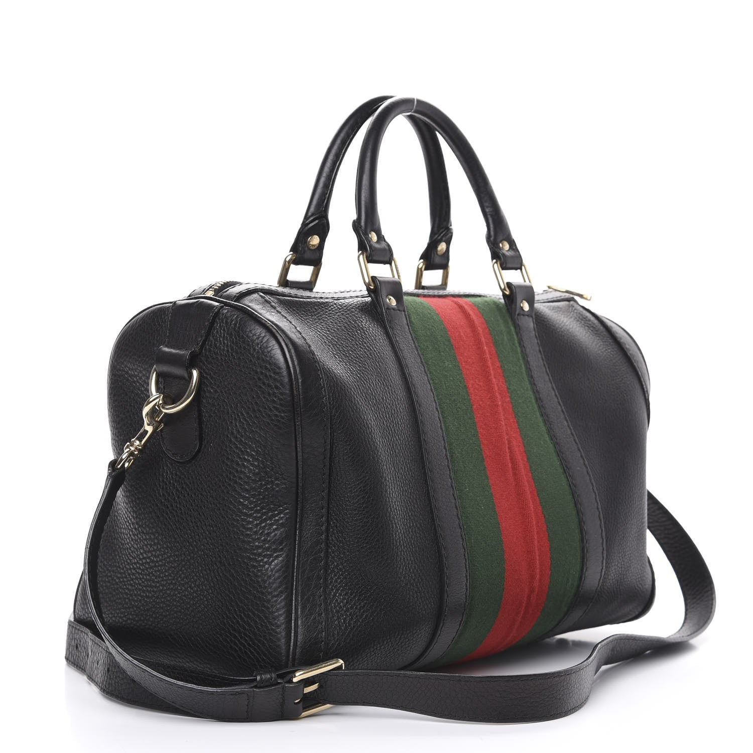 Gucci Calfskin Vintage Web Medium Boston Black 4 of 21
