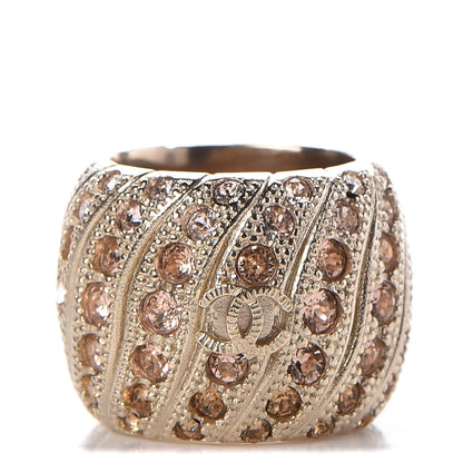 Chanel Crystal CC Ring 6.5 Gold 1 of 5