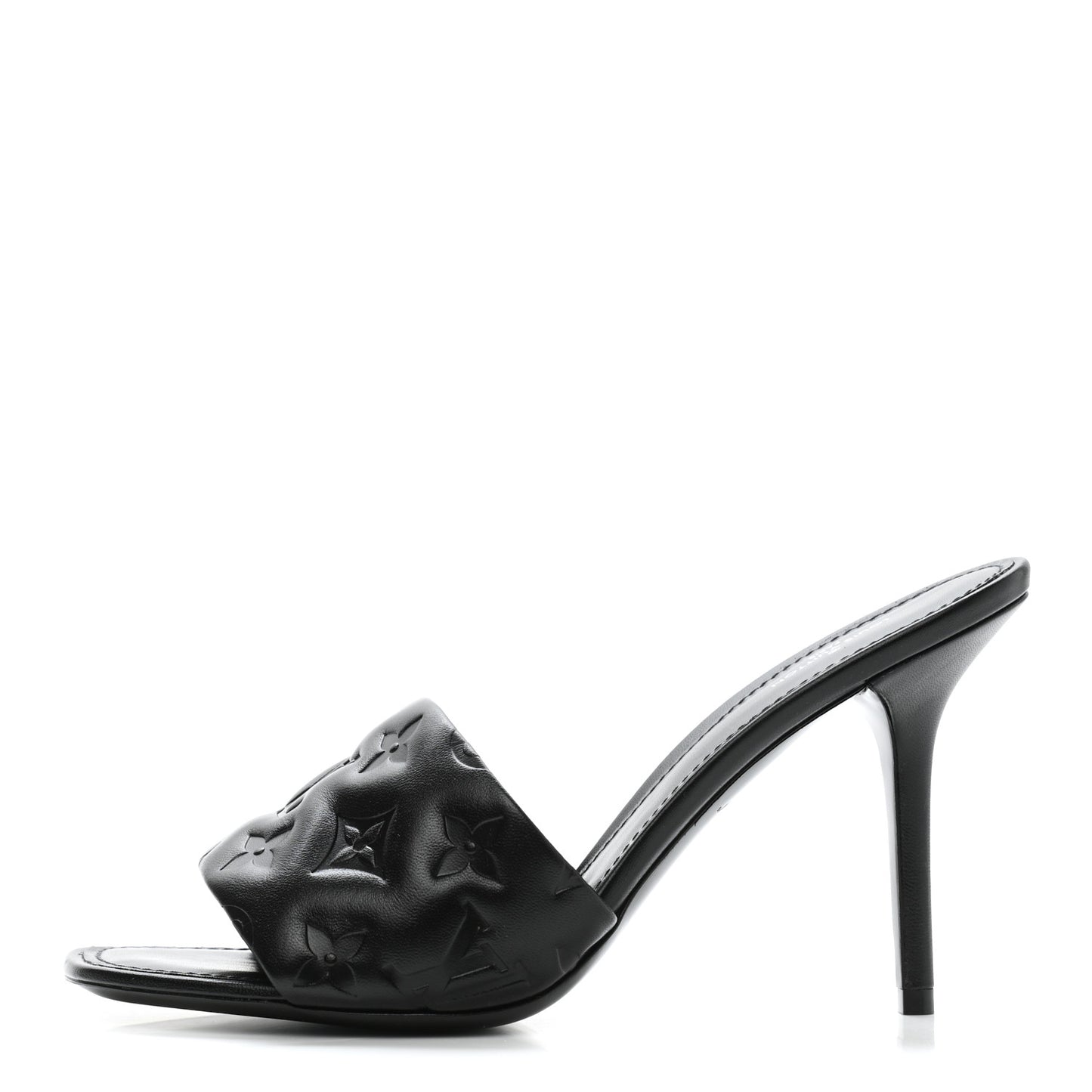 Lambskin Embossed Monogram Revival High Heel Mules 40 Black