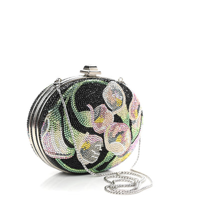 Judith Leiber Swarovski Crystal Flower Minaudiere Clutch Gold Multicolor 4 of 10