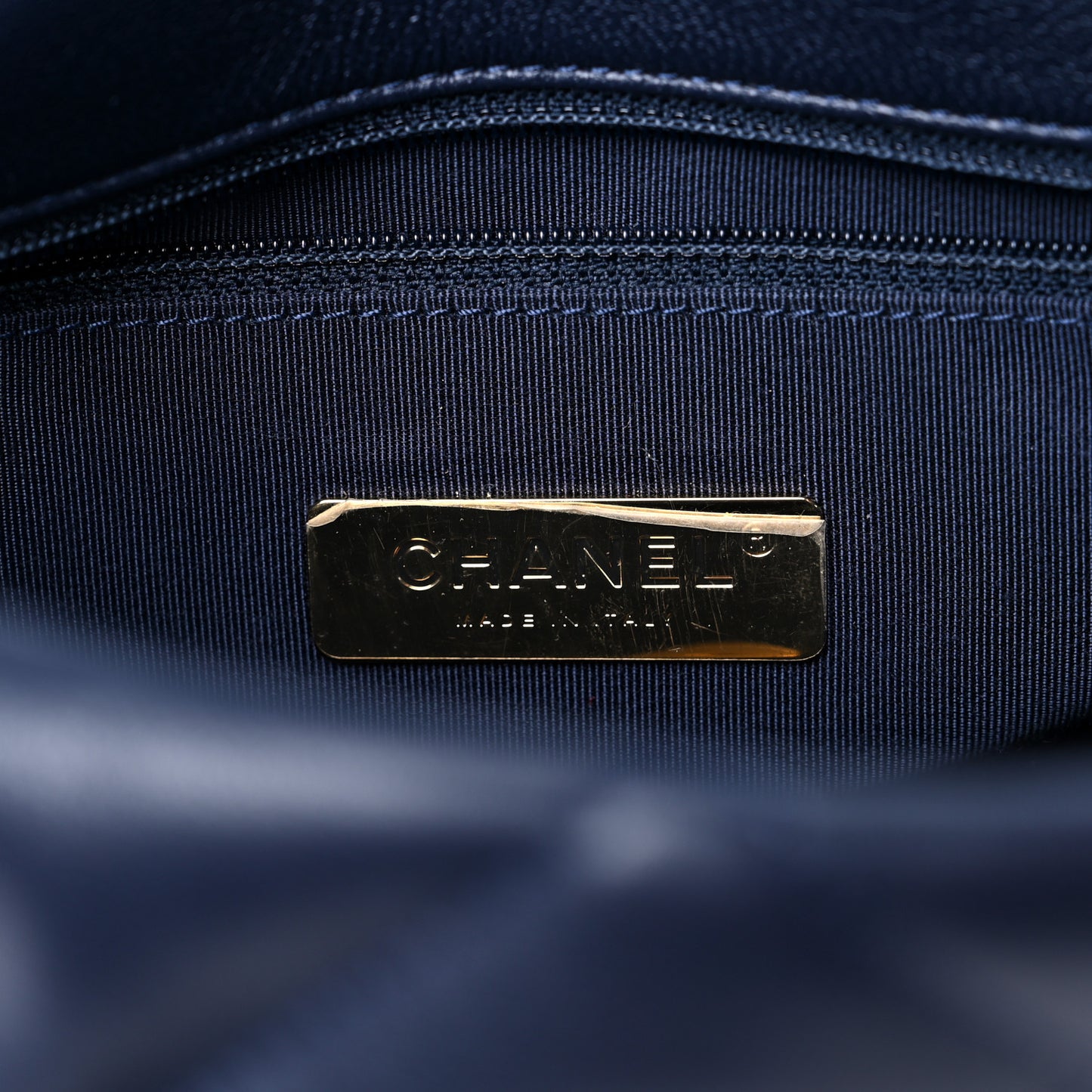 Lambskin Quilted Large Chanel 19 Flap Navy Blue