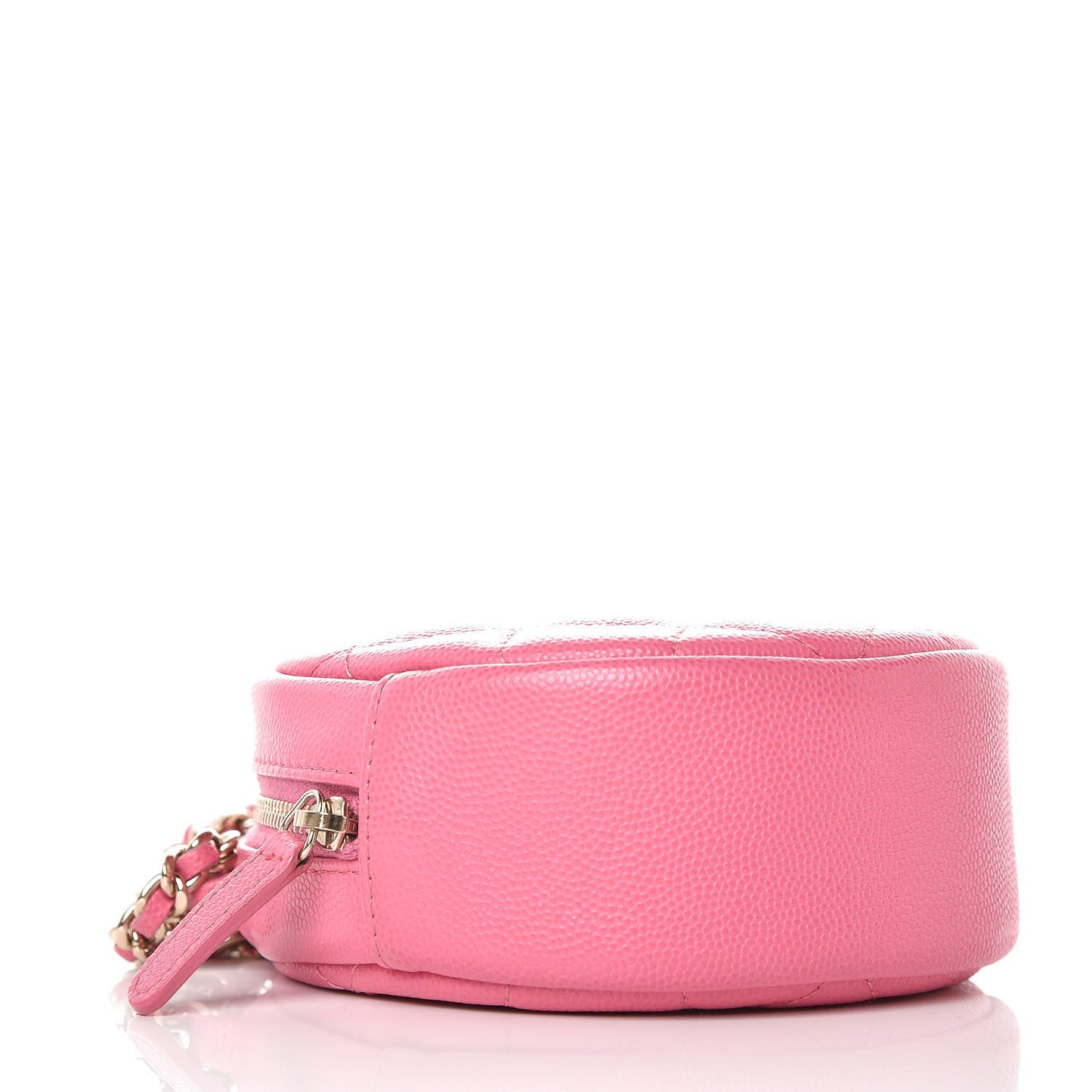 Caviar Quilted Round Clutch With Chain Pink