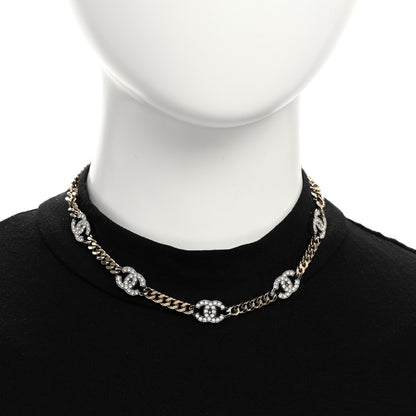 Chanel Crystal Chain CC Link Choker Gold Silver 2 of 6