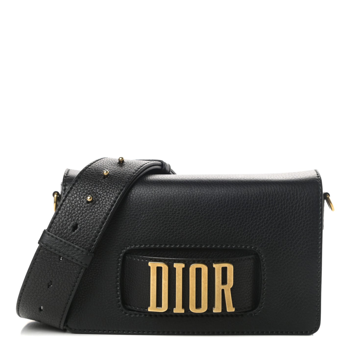 Grained Calfskin Dio(r)evolution Flap Bag Black