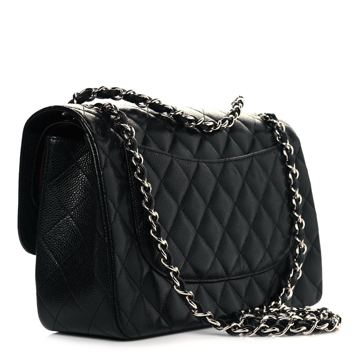 Caviar Quilted Jumbo Double Flap Black