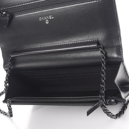Chanel Lambskin Chevron Quilted Wallet On Chain WOC So Black 5 of 9