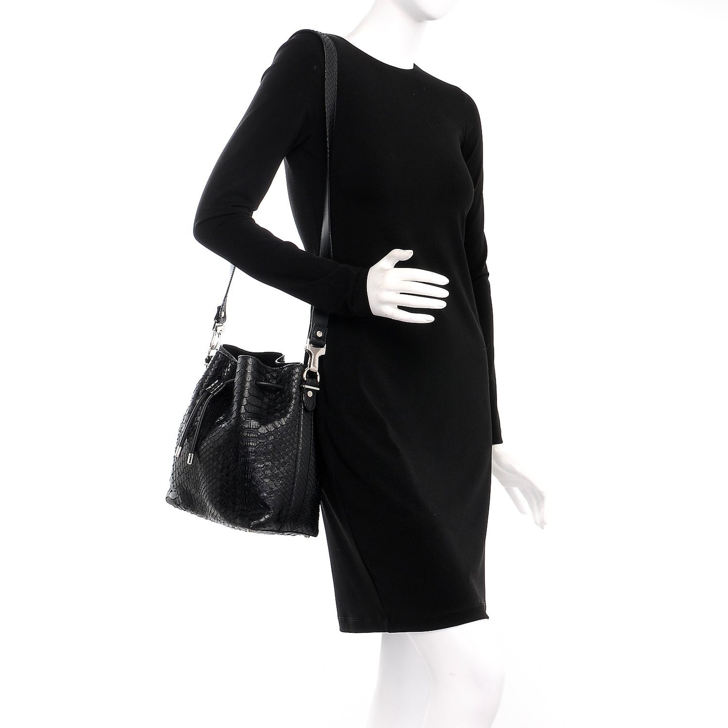 Python Medium Bucket Bag Black