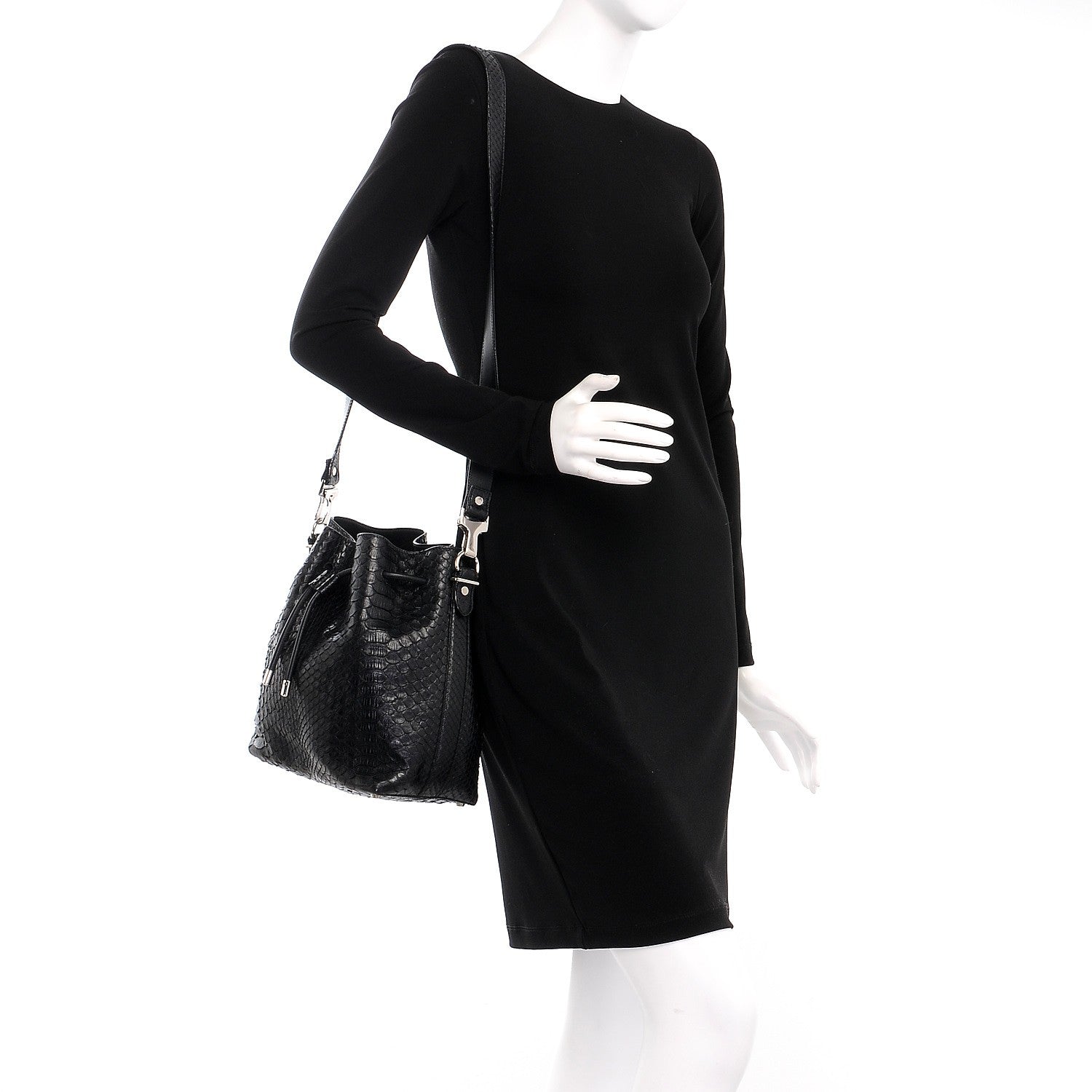 Proenza Schouler Python Medium Bucket Bag Black 2 of 8
