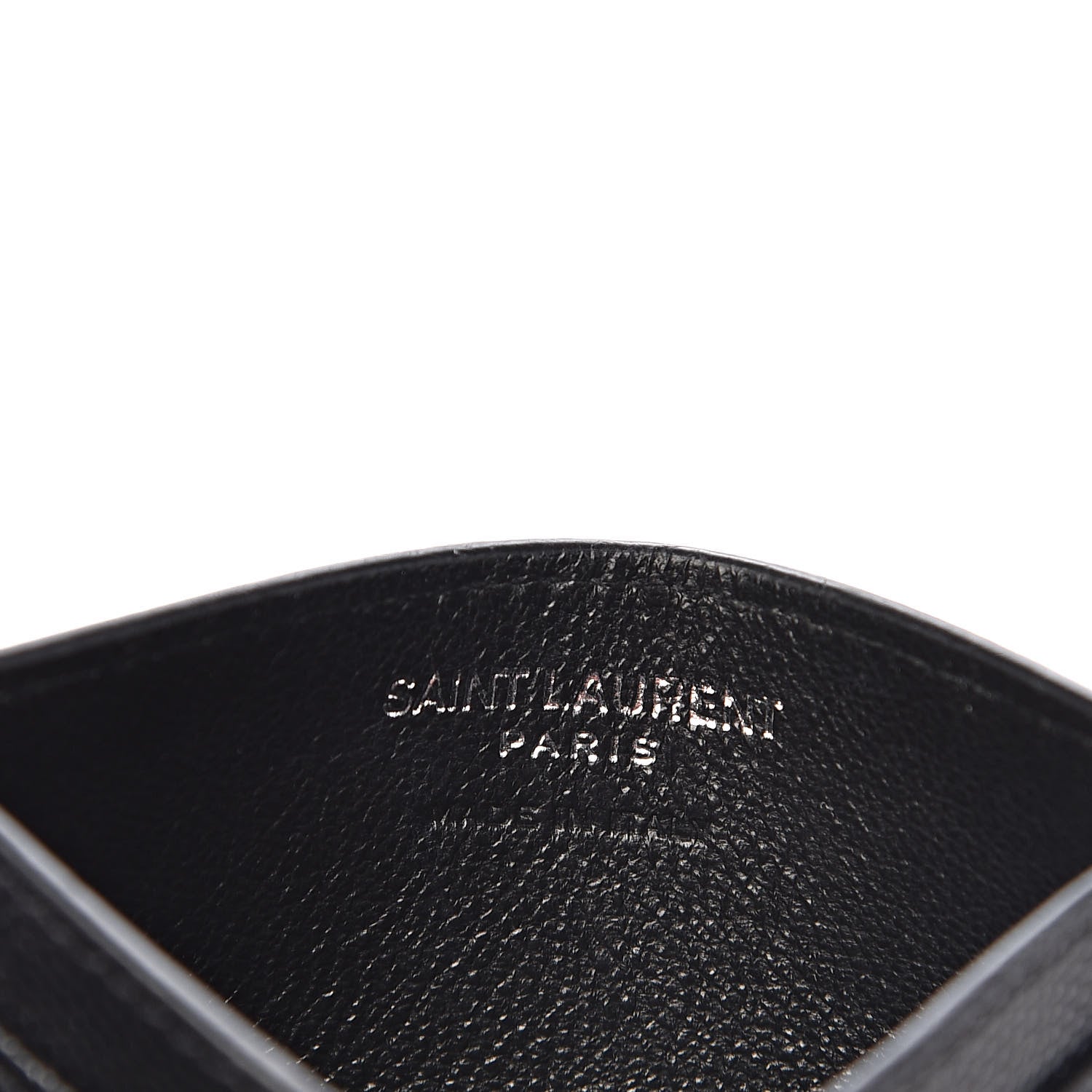 Saint Laurent Grain De Poudre Matelasse Chevron Monogram Credit Card Case Black 6 of 8