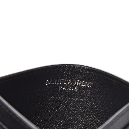 Saint Laurent Grain De Poudre Matelasse Chevron Monogram Credit Card Case Black 6 of 8
