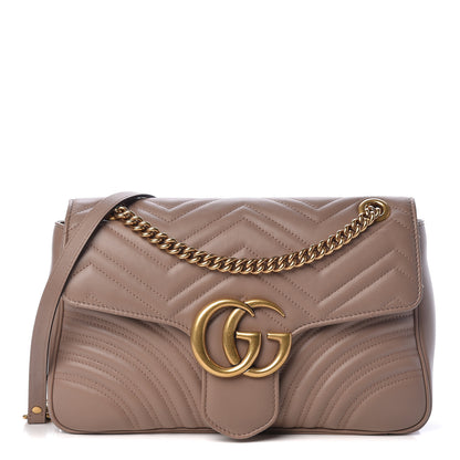 Gucci Calfskin Matelasse Medium GG Marmont Shoulder Bag Porcelain Rose 1 of 13
