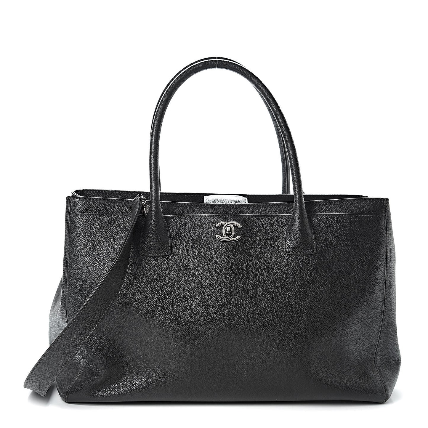 Calfskin Cerf Executive Shopper Tote Dark Grey