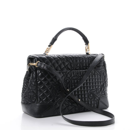 Versace Barocco Quilted Nappa Altea Vanitas Satchel Black 3 of 9