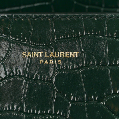 Saint Laurent Calfskin Crocodile Embossed Mini Classic Monogram Cassandra Top Handle Dark Mint 12 of 16