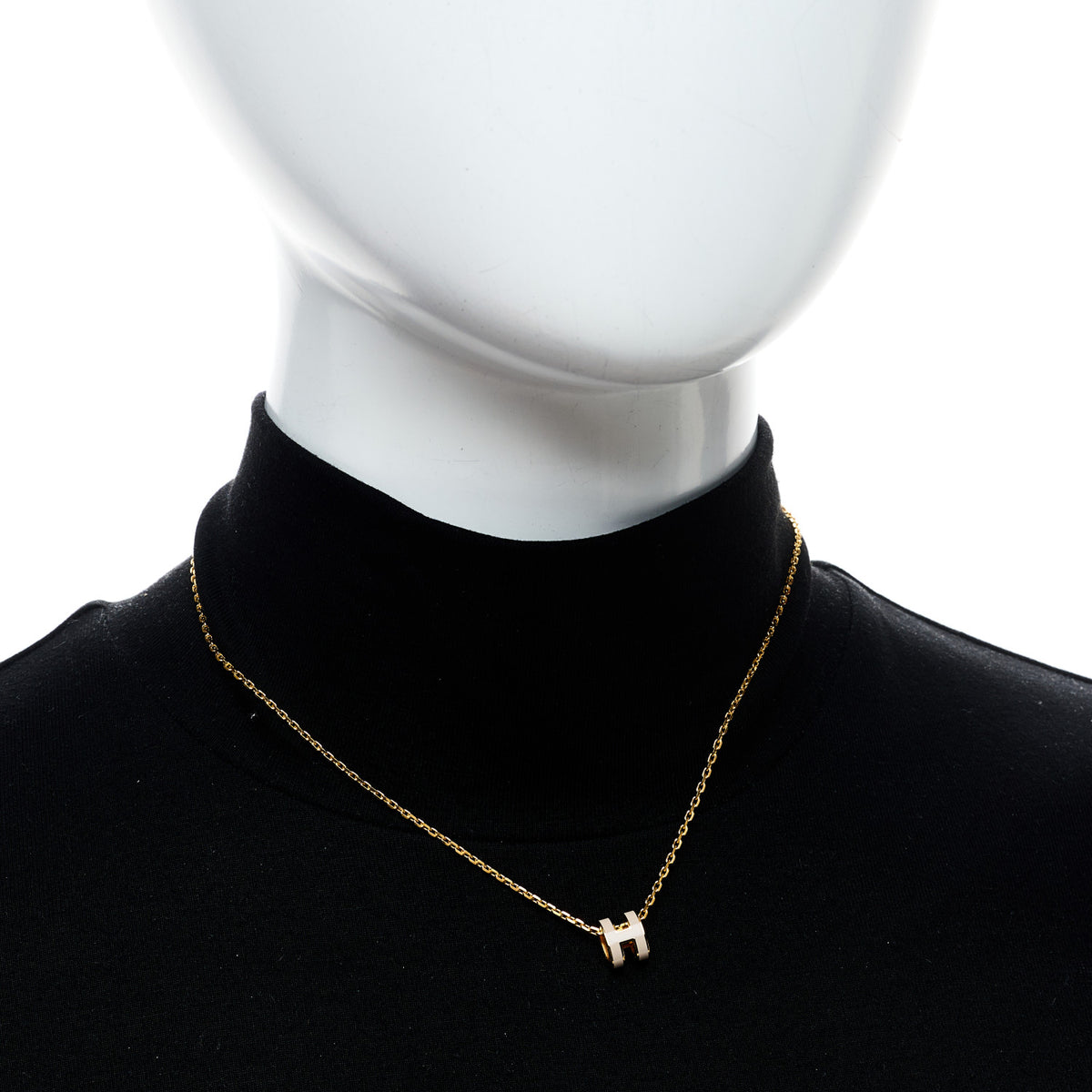 Hermes Lacquered Gold Mini Pop H Pendant Necklace Marron Glace 2 of 6