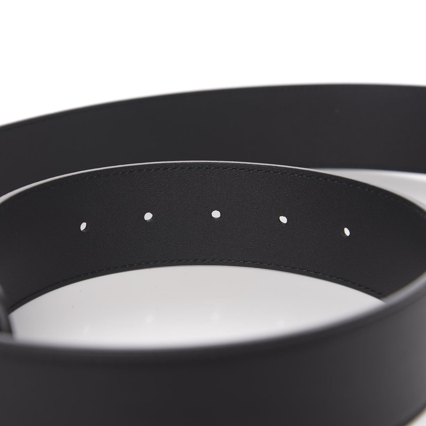Moon Calfskin Pearl Double G 40mm Belt 85 34 Black Cream