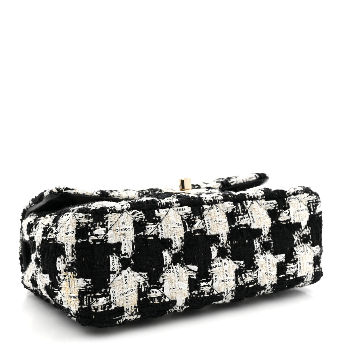 Chanel Tweed Quilted Mini Rectangular Flap Black Ecru White 4 of 12