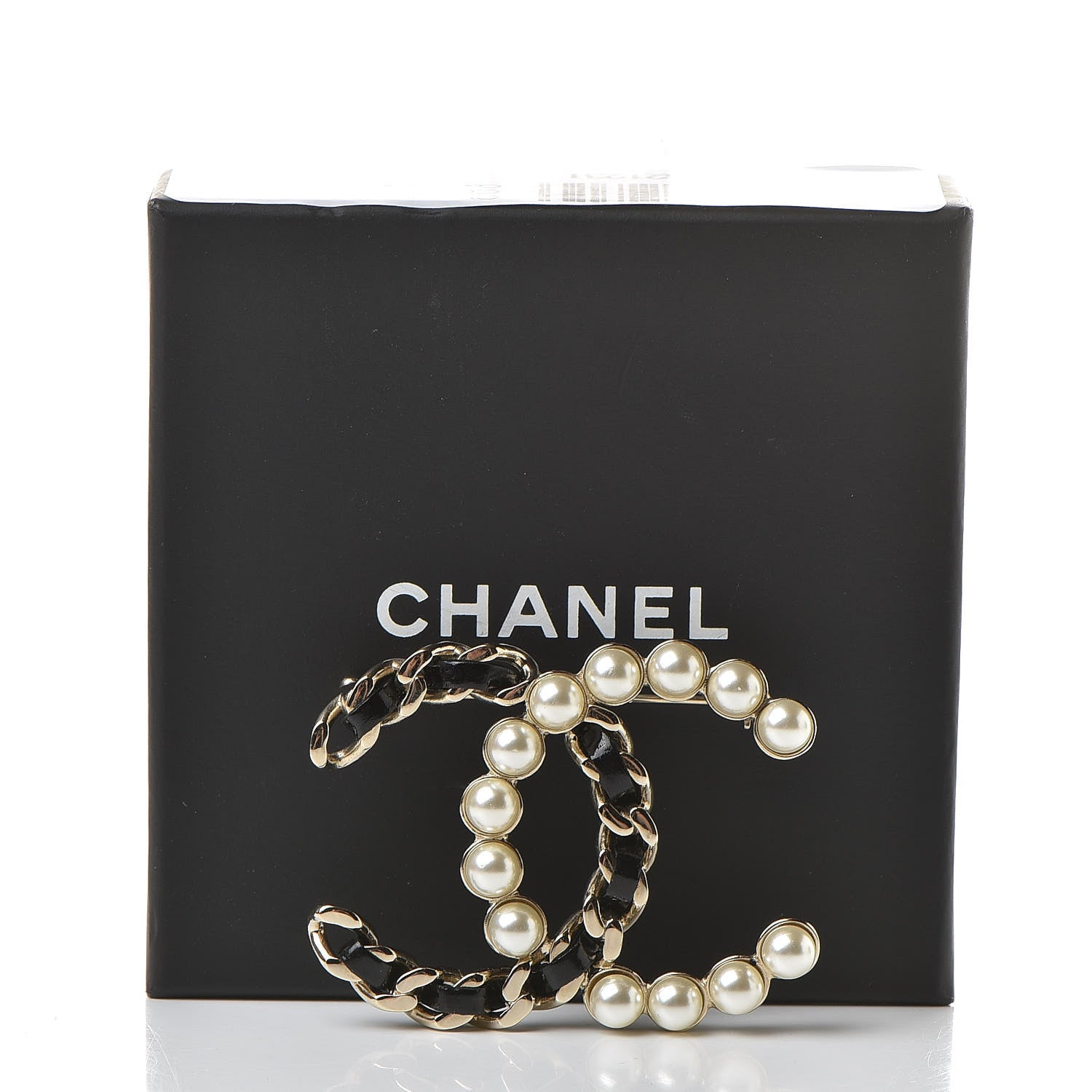 Chanel Lambskin Pearl CC Chain Brooch Black Gold 5 of 5