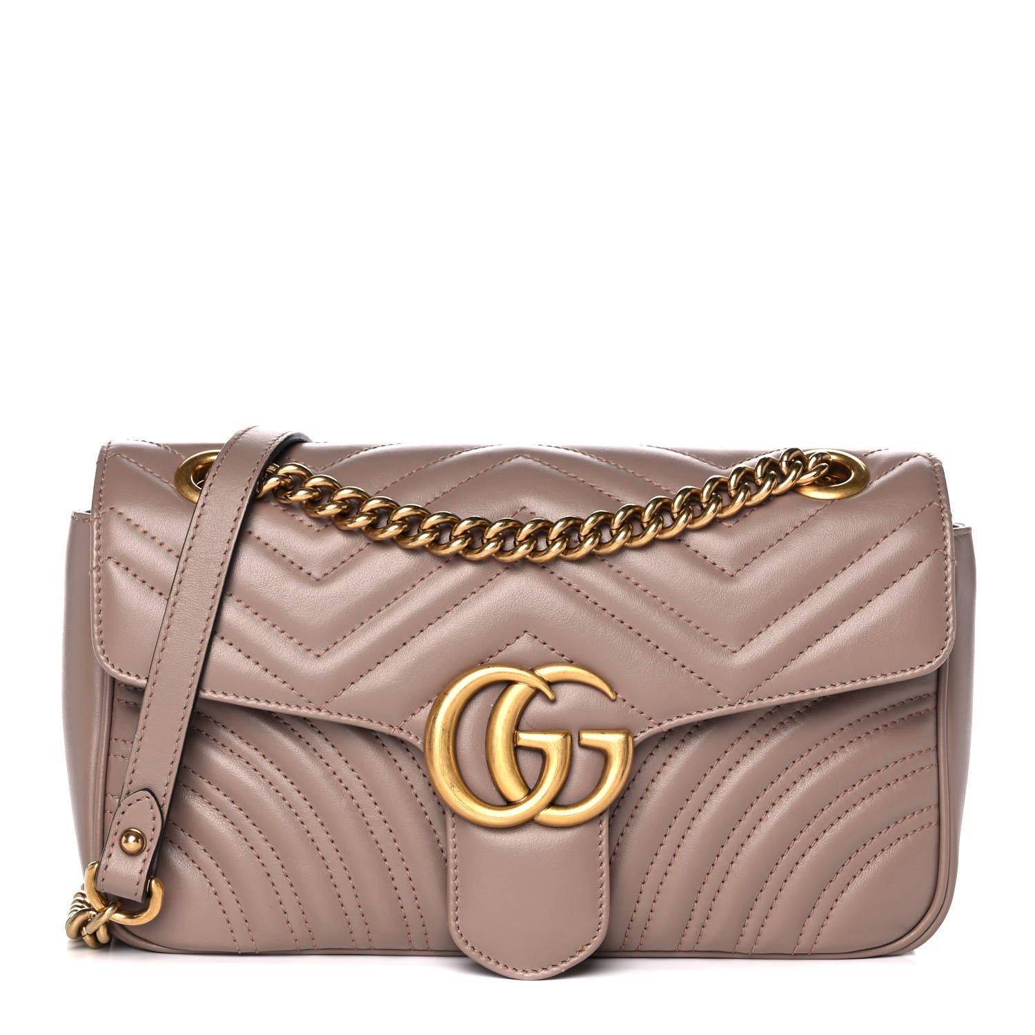 Gucci Calfskin Matelasse Small GG Marmont Shoulder Bag Porcelain Rose 1 of 15