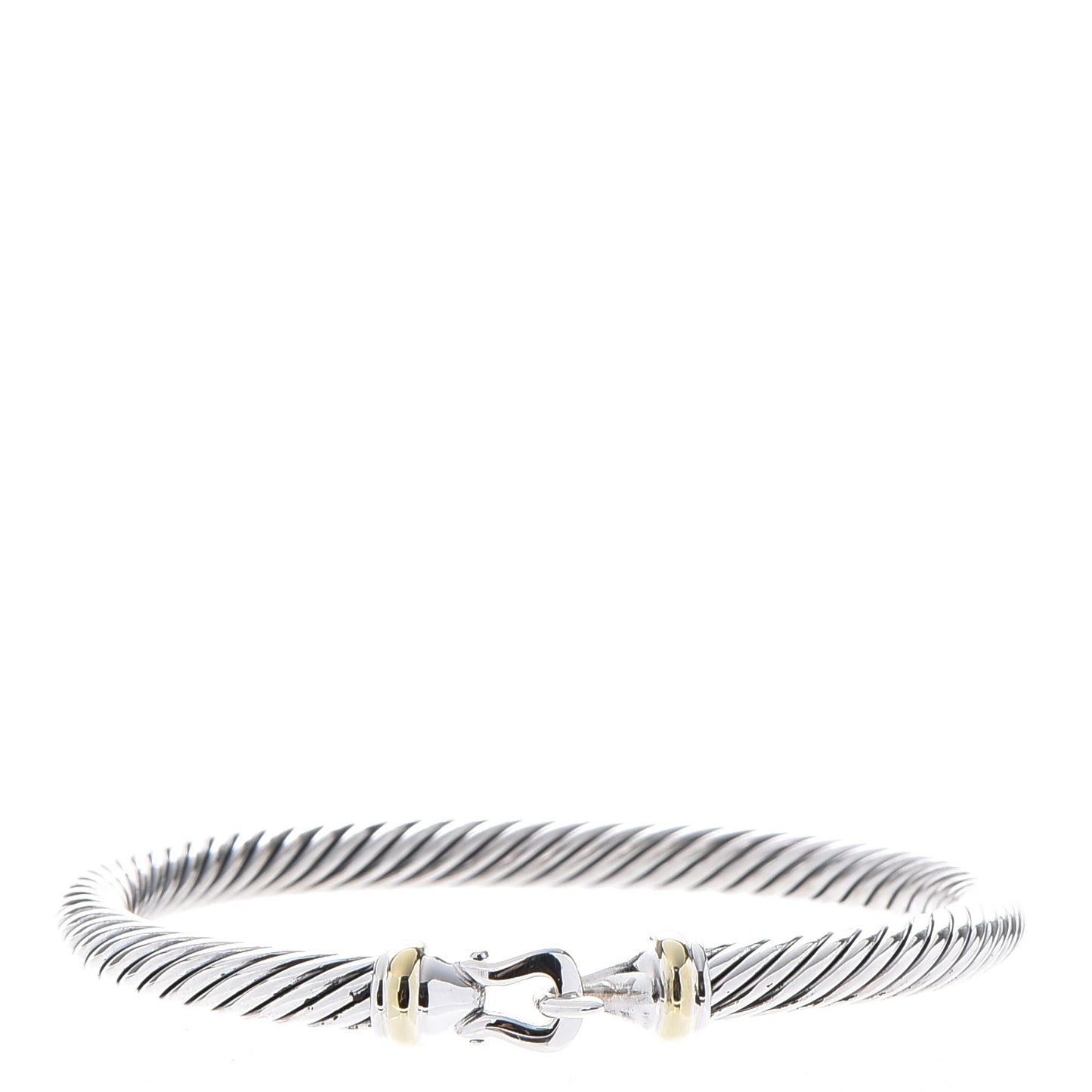 Sterling Silver 18K Yellow Gold 5mm Cable Classic Buckle Bracelet