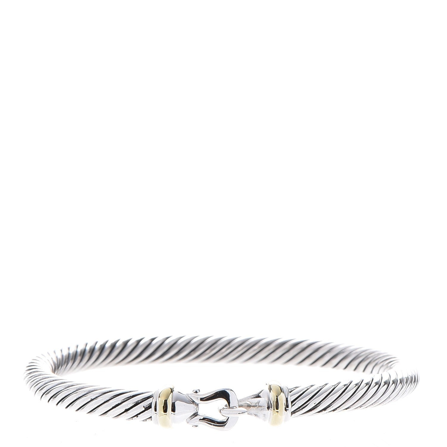 David Yurman Sterling Silver 18K Yellow Gold 5mm Cable Classic Buckle Bracelet 1 of 4