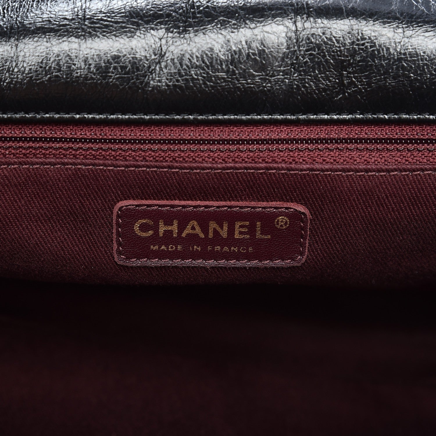 Chanel Glazed Calfskin Castle Rock Large Flap Black Burgundy 7 of 17