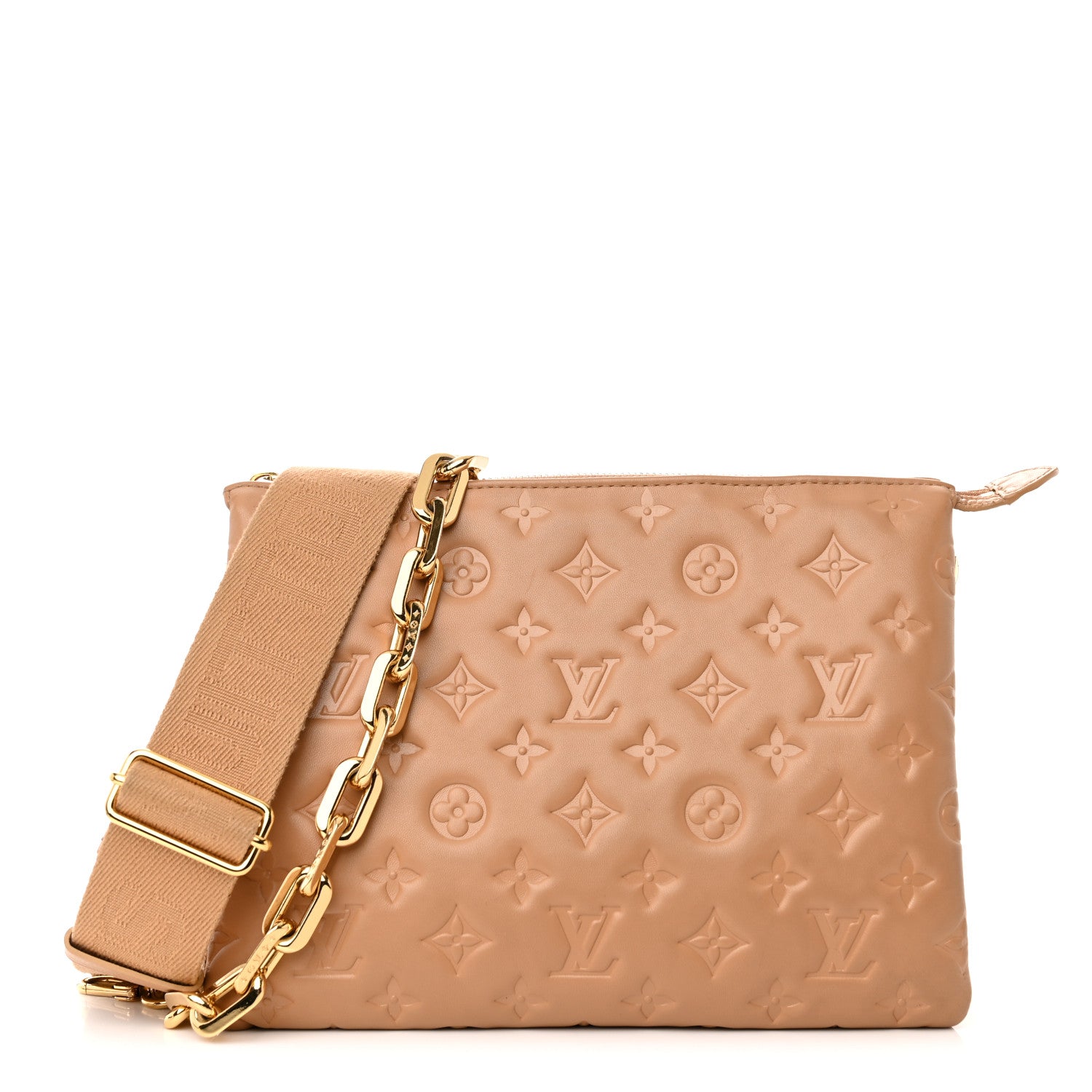 Louis Vuitton Lambskin Embossed Monogram Coussin PM Camel 1 of 10
