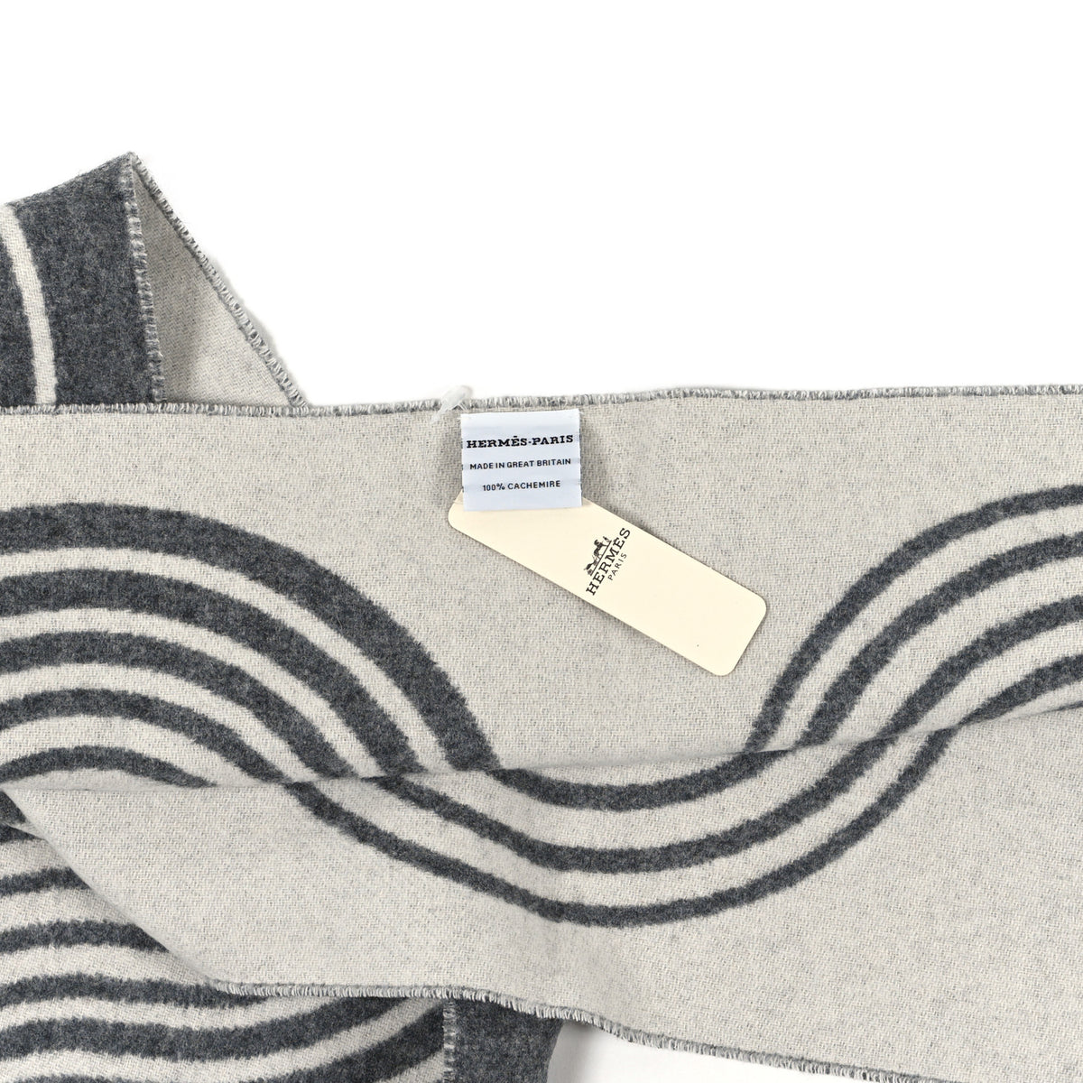 Cashmere Casaque Vague Muffler Gris Flanelle Ivoire